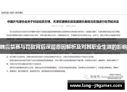 魏震禁赛与罚款背后深层原因解析及对其职业生涯的影响